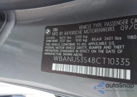 2008 BMW 528I from USA, damaged, VIN WBANU53548CT10335